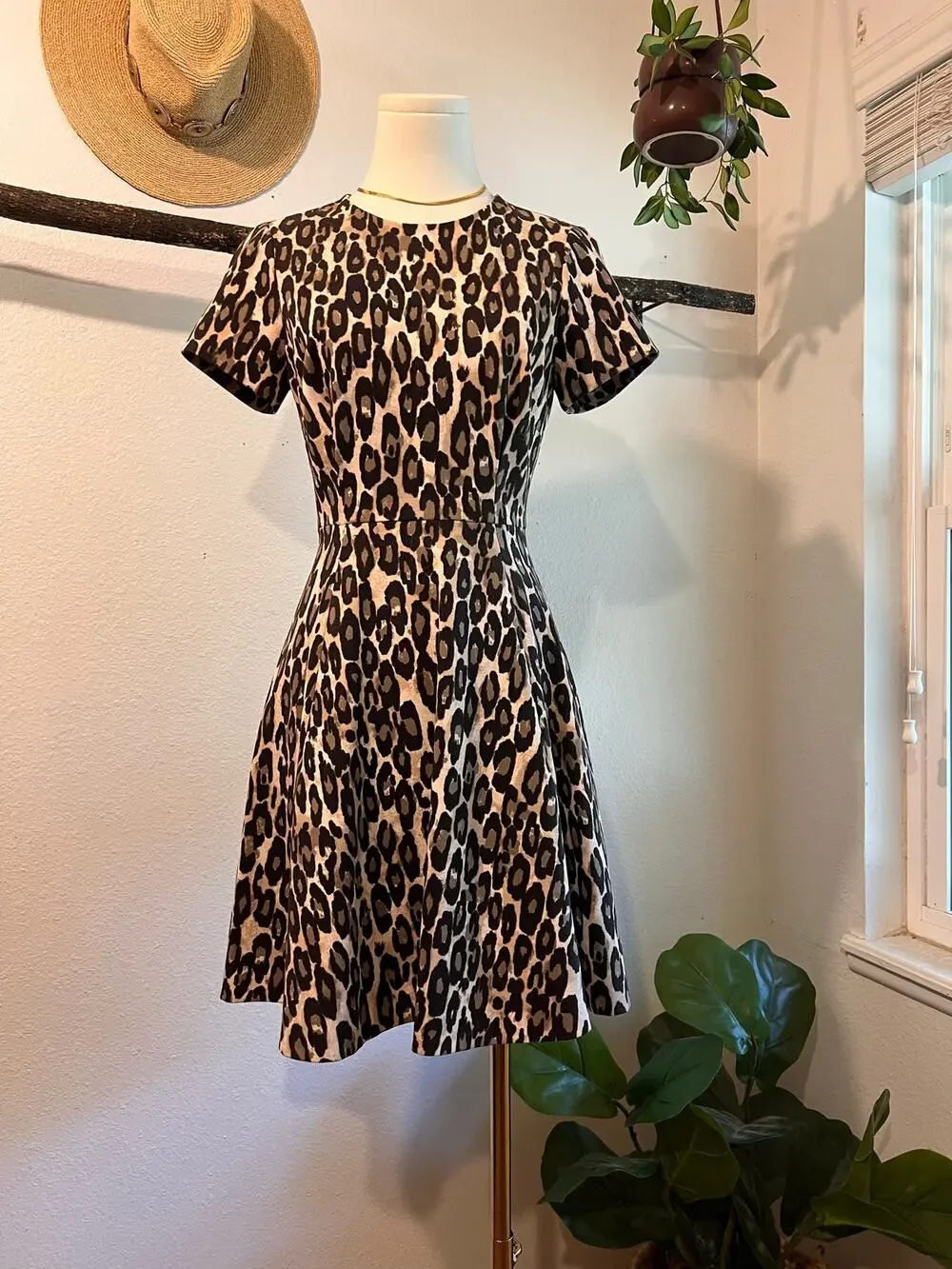 Kate Spade Animal Print Short Sleeve Fit & Flare Cocktail Summer Dress Size 4